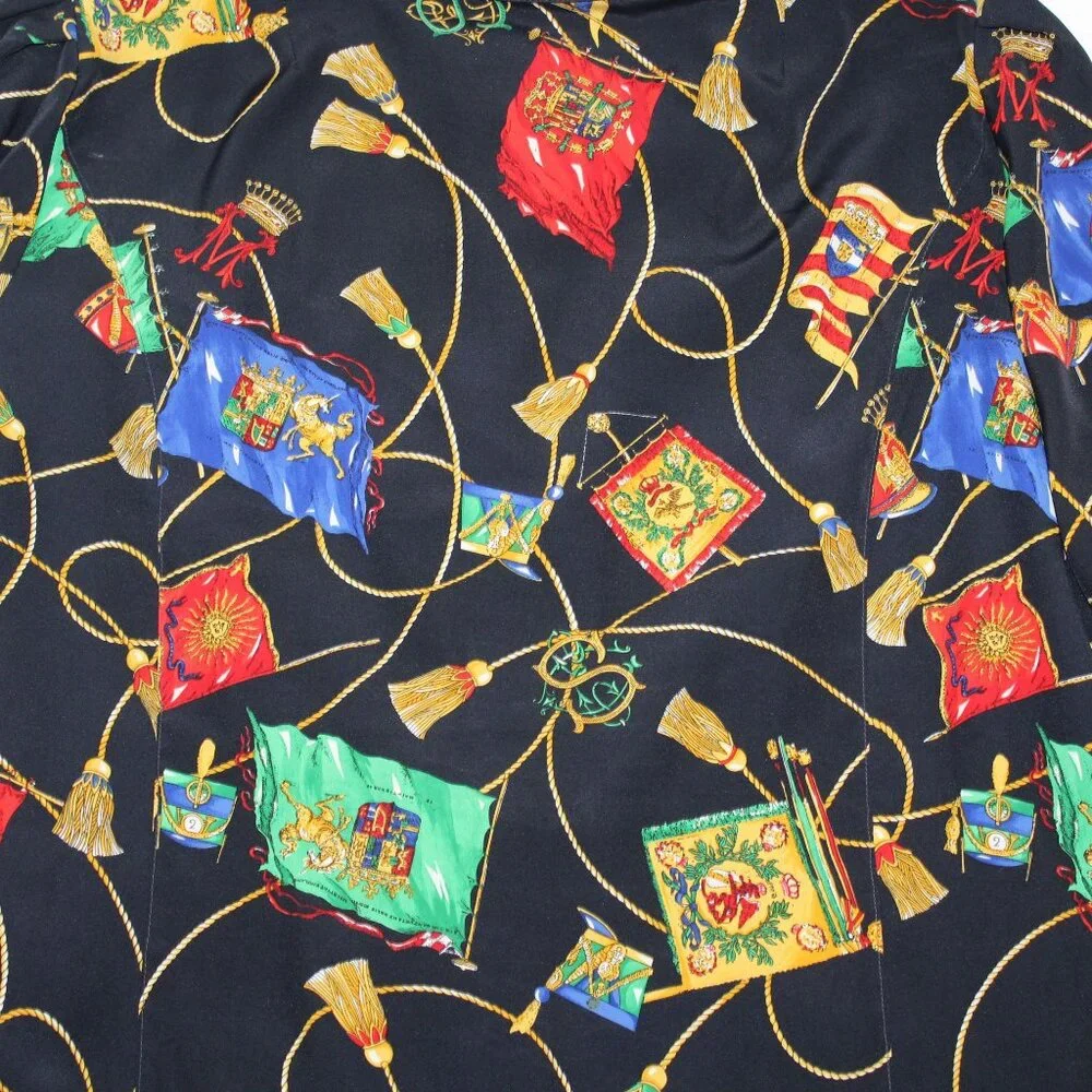 Schneberger Blouse Plus Sz Womens US 24 Royal Crest Pattern Button Front - Picture 12 of 16